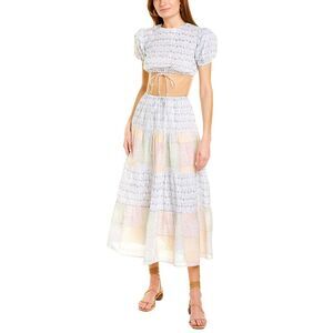 Ash & Eden Womens  2Pc Samba Sleeveless Top & Skirt Set, Blue